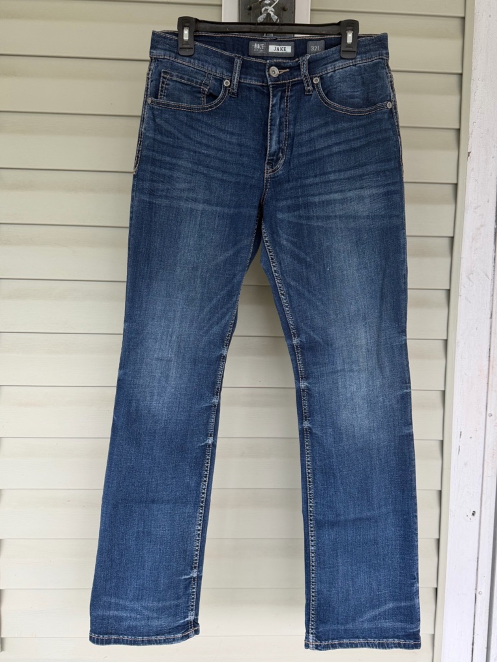 BKE Jake Bootleg Fit Jeans Men's 32L  31x32-measured Blue Denim Mid Rise Stretch